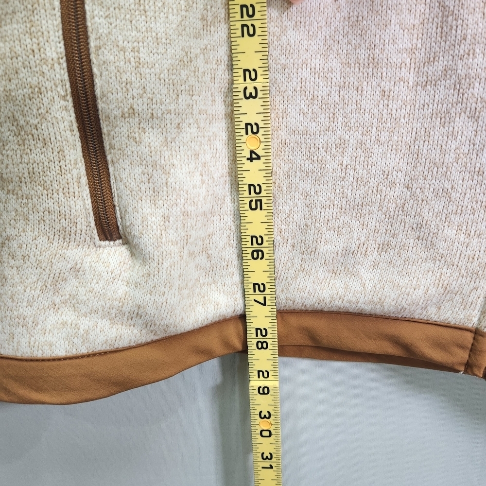 George Men's Zip-Up Sweater - Cream with Brown Trim XL (46-48) - Picture 8 of 15